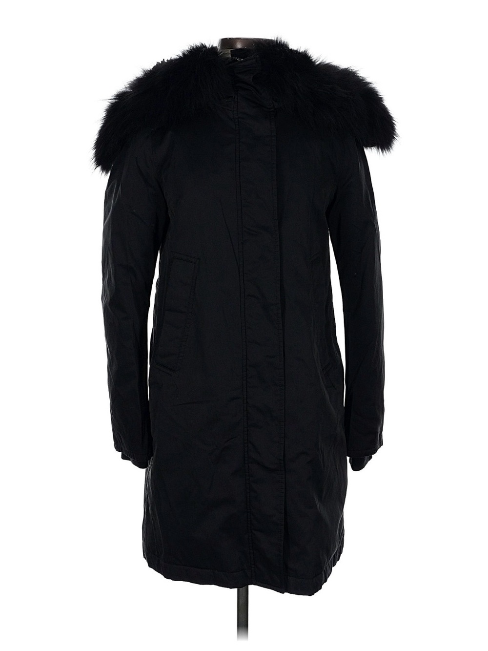 Theory Black Fur-Trim Puffer Coat